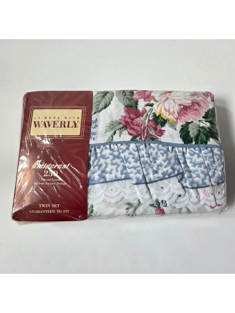 Vintage Waverly Belle Rive III Floral Twin Sheet Set Flat Fitted Pillowcase NEW